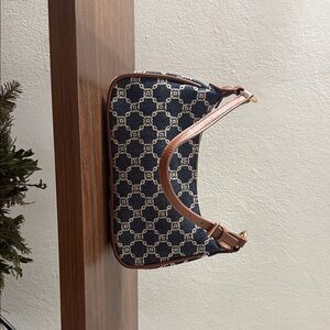 Mango Navy and Tan Shoulder Bag